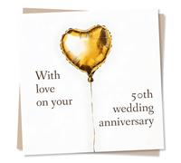 Classic Gold Wedding Card for Loved One - with Love On Your 50th Wedding Anniversary - for Friend, Relative