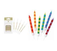 Classic Gold White Birthday Candles 24pk & Happy Birthday Candle 24pk Bundle