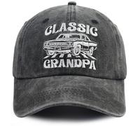 Classic Grandpa Hat for Men, Adjustable Cotton Vintage Car Decor Grandpa Baseball Cap, Black, One size