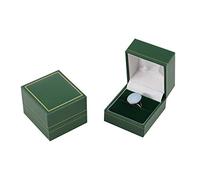 Classic Green Leatherette Gold Trim Box Collection Earring Watch Ring Necklace Bracelet Presentation Retail Jewellery Storage (24, Ring Box)