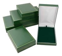 Classic Green Leatherette Gold Trim Box Collection Earring Watch Ring Necklace Bracelet Presentation Retail Jewellery Storage (10, Necklace Box)