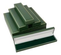 Classic Green Leatherette Gold Trim Box Collection Earring Watch Ring Necklace Bracelet Presentation Retail Jewellery Storage (10, Bracelet Box)