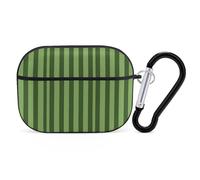 Classic Green Striped AirPods Pro Case Cover with Keychain Ring PC Hard Shell Protective Case for AirPods Pro 2nd for Women Men Generation Easy Open Full Drop Protection Cover Black-Style