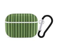 Classic Green Striped AirPods Pro Case Cover with Keychain Ring PC Hard Shell Protective Case for AirPods Pro 2nd for Women Men Generation Easy Open Full Drop Protection Cover White-Style