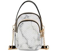 Classic Grey Marble Texture Shoulder Purse for Women Quilted Phone Wallet Chain Strap Purse Cute Designer Clutch Ladies Zipper Tote, 5.91x3.15x8.27inches