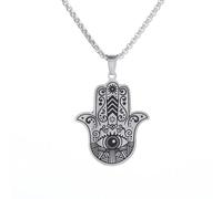 Classic Hamsa Hand Pendant Necklace Evil Eye Fatima Vintage Necklace Good Luck Success and Protection Amulet Jewelry