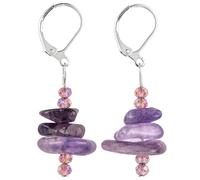 Classic Handmade Gemstone Earrings Amethyst Three Natural Gemstone Crystal Irregular Beaded Drop Dangle Earrings Summer Jewelry for Women Teen