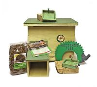 Classic Hedgehog House Bundle with Food, Bowls and Garden Crossing, Premium Outdoor Shelter Kit