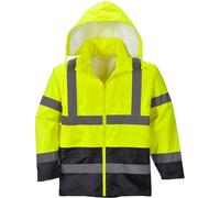Classic Hi Vis Contrast Rain Jacket Yellow / Navy M