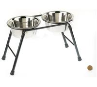 Classic High Dog Bowl Stands Stand - Twin Bowl Holder - 900ml Dishes