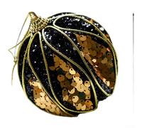 Classic Holiday Tree Ornaments Set with Handmade Plush and Foam Materials in Black and Gold, Designed to Create Cozy and Sophisticated Christmas Decorations (H)