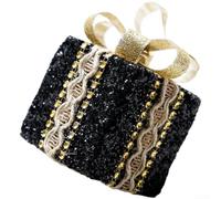 Classic Holiday Tree Ornaments Set with Handmade Plush and Foam Materials in Black and Gold, Designed to Create Cozy and Sophisticated Christmas Decorations (D)