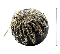 Classic Holiday Tree Ornaments Set with Handmade Plush and Foam Materials in Black and Gold, Designed to Create Cozy and Sophisticated Christmas Decorations (F)
