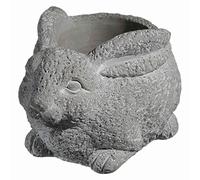 Classic Home and Garden Cement Buddies Indoor Outdoor Planter with Drainage Hole, Rabbit, Gray, Small, 6in
