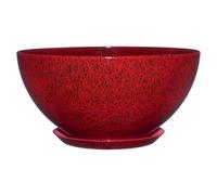 Classic Home and Garden Rosie Modern Planter w/Drainage - Contemporary Planter Bowls - Shallow Round Vases for Small Plants - Versatile Indoor & Outdoor Pots (10” Lava Red)
