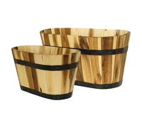 Classic Home & Garden Planters, Acacia Metal Oak Wood, 1 Pack
