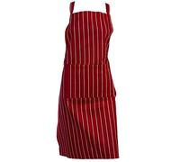 Classic Home Store 100% Cotton Woven Stripe Butchers Kitchen Cooks Apron with Pocket (Red)