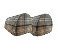 Classic Home Store Balmoral Check Pair of Standard Round Arm Caps Soft Touch Chenille Sofa Furniture Cover (Duck Egg)