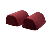 Classic Home Store Chenille Pair of Standard Round Arm Caps Plain Soft Touch Sofa Furniture Cover Antimacassar (Wine)
