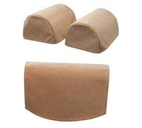 Classic Home Store Chenille Standard Round Arm Cap Pair & 1 Chair Back Plain Soft Touch Antimacassar Set (Gold)