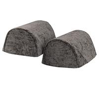 Classic Home Store Crushed Velvet Chenille Pair of Mini Round Arm Caps Soft Touch Sofa Furniture Cover (Silver)