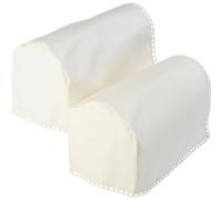 Classic Home Store Decorative 100% Cotton Pair of XL Round Arm Caps with Lace Style Trim (Cream)