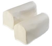 Classic Home Store Decorative Pair of Mini Round Linen Mix Arm Caps Antimacassar Furniture Cover with Lace Trim