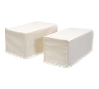 Classic Home Store Decorative Pair of Mini Square Linen Mix Arm Caps Antimacassar Furniture Cover with Lace Trim