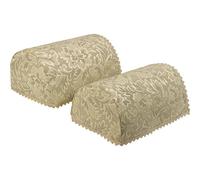 Classic Home Store Decorative Pair of Standard Round Arm Caps Traditional Floral Jacquard (Mushroom)