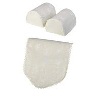 Classic Home Store Jacquard Damask Antimacassar Pair of Jumbo Round Arm Caps & 1 Chair Back Set (Cream)