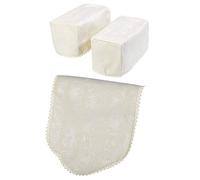 Classic Home Store Jacquard Damask Antimacassar Pair of Mini Square Arm Caps & 1 Chair Back Set (Cream)