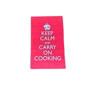 Classic Home Store Keep Calm And Carry On Cooking Tea Towel Kitchen Cloth Souvenir Keepsake (Red)