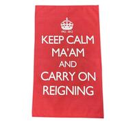 Classic Home Store Keep Calm Ma'am And Carry On Reigning Tea Towel Vintage Diamond Jubilee Keepsake (Red),18' x 28'