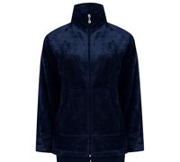 Classic Home Store Ladies Zip Up Bed Jacket Soft Waffle Fleece Kangaroo Pocket PJ Loungewear Medium (Navy)