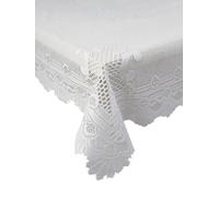 Classic Home Store Monica Lace Tablecloth Traditional Rose Pattern Table Linen - 60” Round (White)