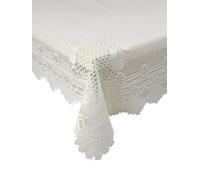 Classic Home Store Monica Lace Tablecloth Traditional Rose Pattern Table Linen - 72” Round (Cream)