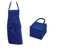 Classic Home Store Polycotton Bib Apron 5 Pack Adults Chef Waiter Cook Pinny 28" x 32" Royal Blue