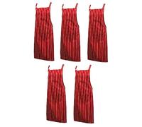 Classic Home Store Professional 100% Cotton Woven Stripe Butchers Kitchen Cooks Apron - Red (Pack of 5)