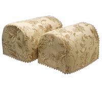Classic Home Store Tapestry Style Pair of Round Arm Caps Lace Trim Floral Sofa Furniture Cover Antimacassar (Beige)