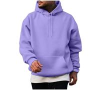 Classic Hoodies for Men, Drawstring Hooded Collar Plain Color Mens Hoodies Fleece Sweatshirts with Pocket Ribbed Cuff Long Sleeve Sweatshirts Dating Office Travel Trendy Workout Purple