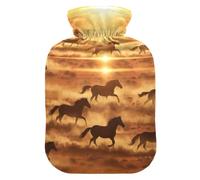 Classic Horse Orange Hot Water Bottles with Soft Cover Warm Water Heat Bottles for Menstrual Cramps Pain Relief