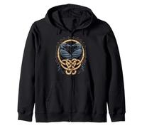 Classic Huginn & Muninn Ravens - Odin’s Messengers Celtic Zip Hoodie