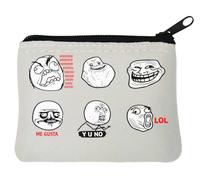 Classic Internet Meme Faces Compilation Neoprene Coin Purse Pouch 10x11cm White