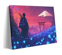 Classic Japanese Bushido Canvas Wall Art Mount Fuji Sunset Torii Gate Hanging Paintings Stylish Art Decor for Anime Fans Gamers Bedroom Home Walls 16x24inch(40x60cm)