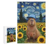 Classic Jigsaw Puzzle, 1000 PCS, Featuring Capybara in Starry Night Sunflower Field, A Focused Activity for Patient Adult Puzzlers, for Family Nights
