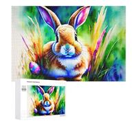 Classic Jigsaw Puzzle, 1000 PCS, Featuring Colorful Easter Bunny Painting, Shared Puzzle Time for Family And Friends, for Indoor Play