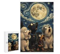 Classic Jigsaw Puzzle, 1000 PCS, Featuring Dogs Howling at A Van Gogh-style Moon, Shared Puzzle Time for Family And Friends, for Cosy Nights