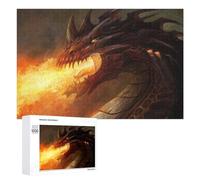 Classic Jigsaw Puzzle, 1000 PCS, Featuring Dragon Breathing Fire Artwork -1, Shared Puzzle Time for Family And Friends, for Indoor Play