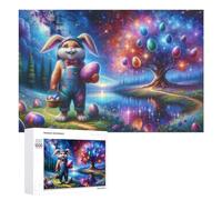 Classic Jigsaw Puzzle, 1000 PCS, Featuring Easter Bunny with Eggs Fantasy Scene, Shared Puzzle Time for Family And Friends, for Quiet Evenings