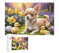 Classic Jigsaw Puzzle, 1000 PCS, Featuring Easter Eggs And Chihuahua, Shared Puzzle Time for Family And Friends, for Quiet Evenings